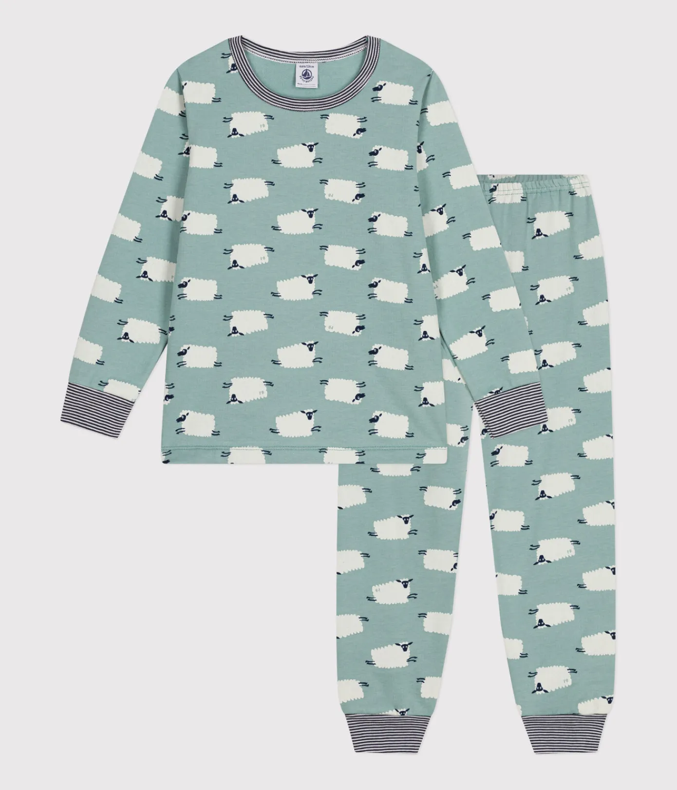Petit Bateau Schlafanzüge, Pyjamas|Schlafanzüge, Nachthemden*Kinder-Pyjama aus aufgerautem Molton mit Schafen PAUL/ MULTICO
