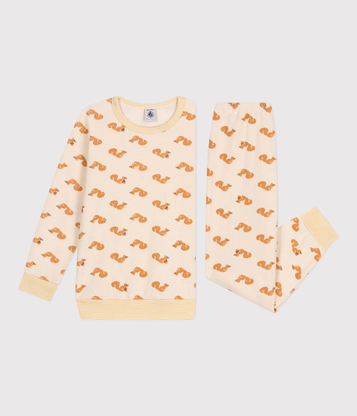 Petit Bateau Schlafanzüge, Pyjamas|Schlafanzüge, Nachthemden*Kinder-Pyjama aus aufgerautem Frottee mit Eichhörnchen weiss AVALANCHE/ MULTICO