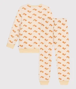 Petit Bateau Schlafanzüge, Pyjamas|Schlafanzüge, Nachthemden*Kinder-Pyjama aus aufgerautem Frottee mit Eichhörnchen weiss AVALANCHE/ MULTICO