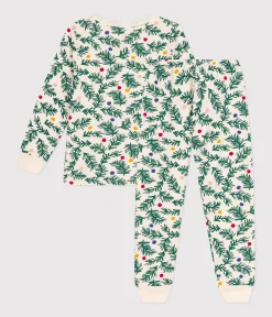 Petit Bateau Schlafanzüge, Pyjamas|Schlafanzüge, Nachthemden*Kinder-Pyjama aus aufgerautem Molton mit Tannenbäumen weiss AVALANCHE/ MULTICO