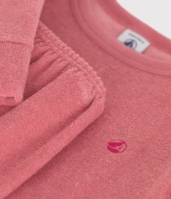 Petit Bateau Schlafanzüge, Nachthemden*Kinder-Pyjama aus aufgerautem einfarbigen Frottee rosa ROSEWOOD
