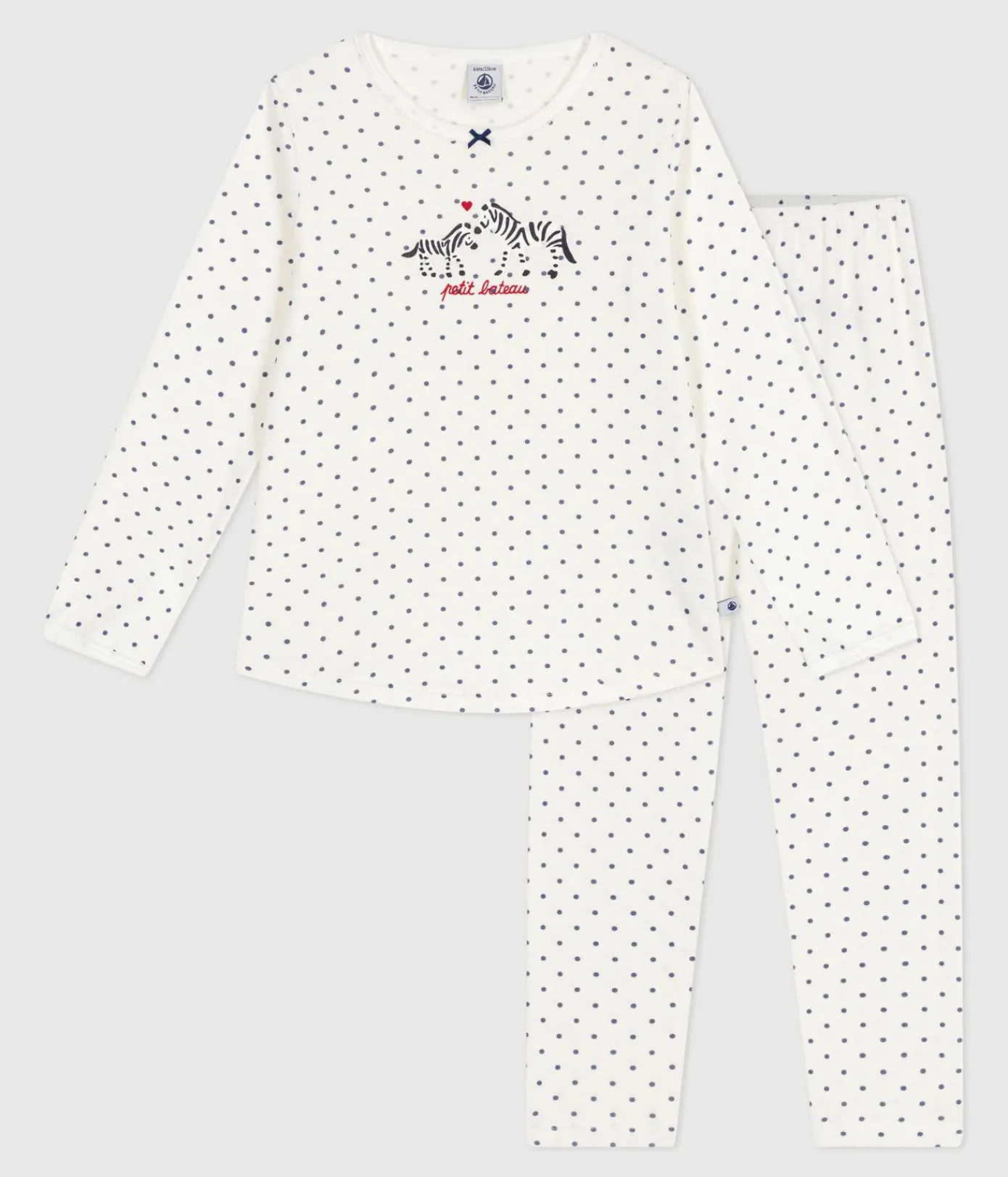 Petit Bateau Schlafanzüge, Nachthemden*Kinder-Pyjama aus Baumwolle mit Pünktchenmuster blau MARSHMALLOW/ SOIR