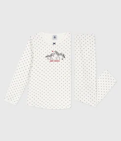 Petit Bateau Schlafanzüge, Nachthemden*Kinder-Pyjama aus Baumwolle mit Pünktchenmuster blau MARSHMALLOW/ SOIR