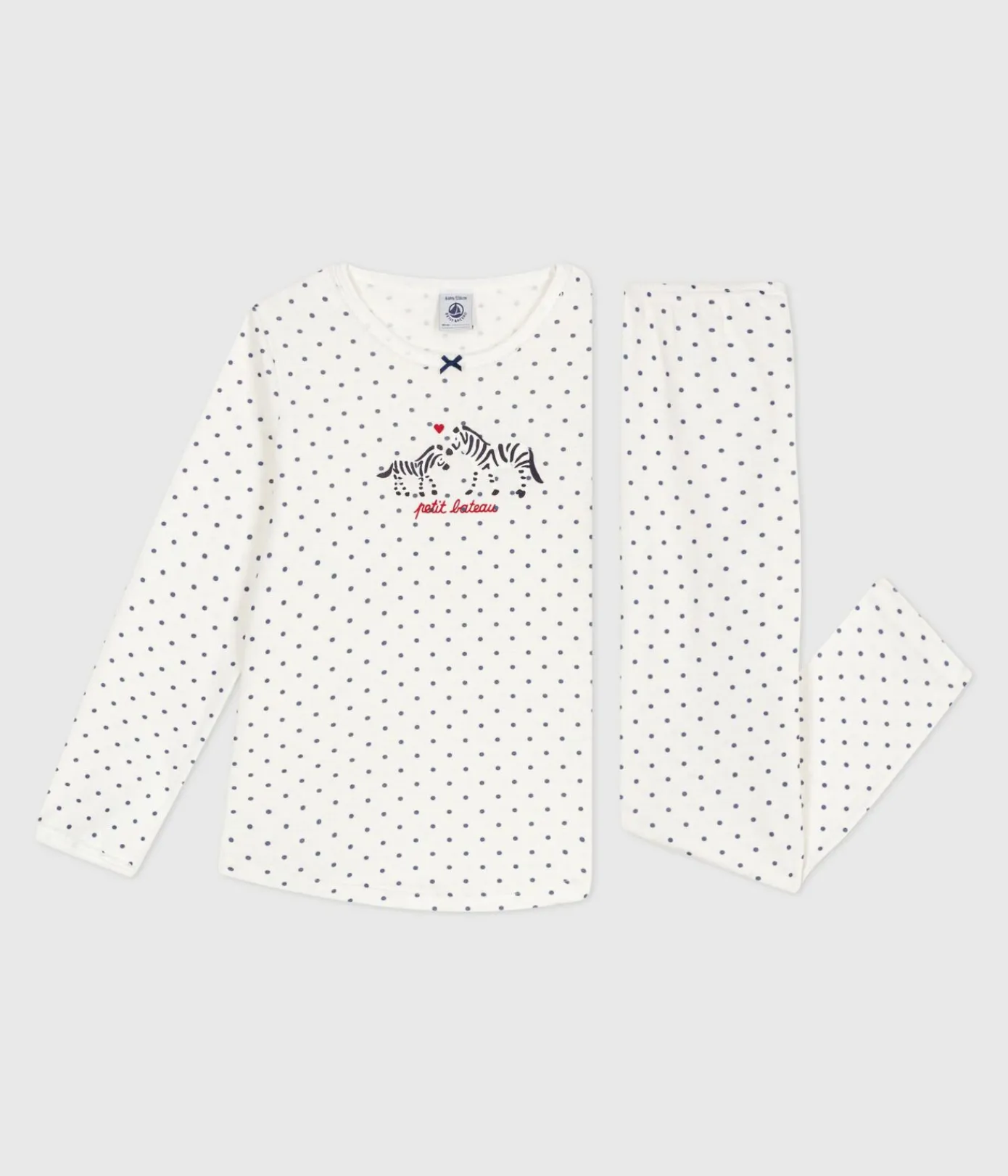 Petit Bateau Schlafanzüge, Nachthemden*Kinder-Pyjama aus Baumwolle mit Pünktchenmuster blau MARSHMALLOW/ SOIR