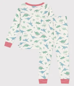 Petit Bateau Schlafanzüge, Pyjamas*Kinder-Pyjama aus Baumwolle mit Dinos weiss MARSHMALLOW/weiss MULTICO