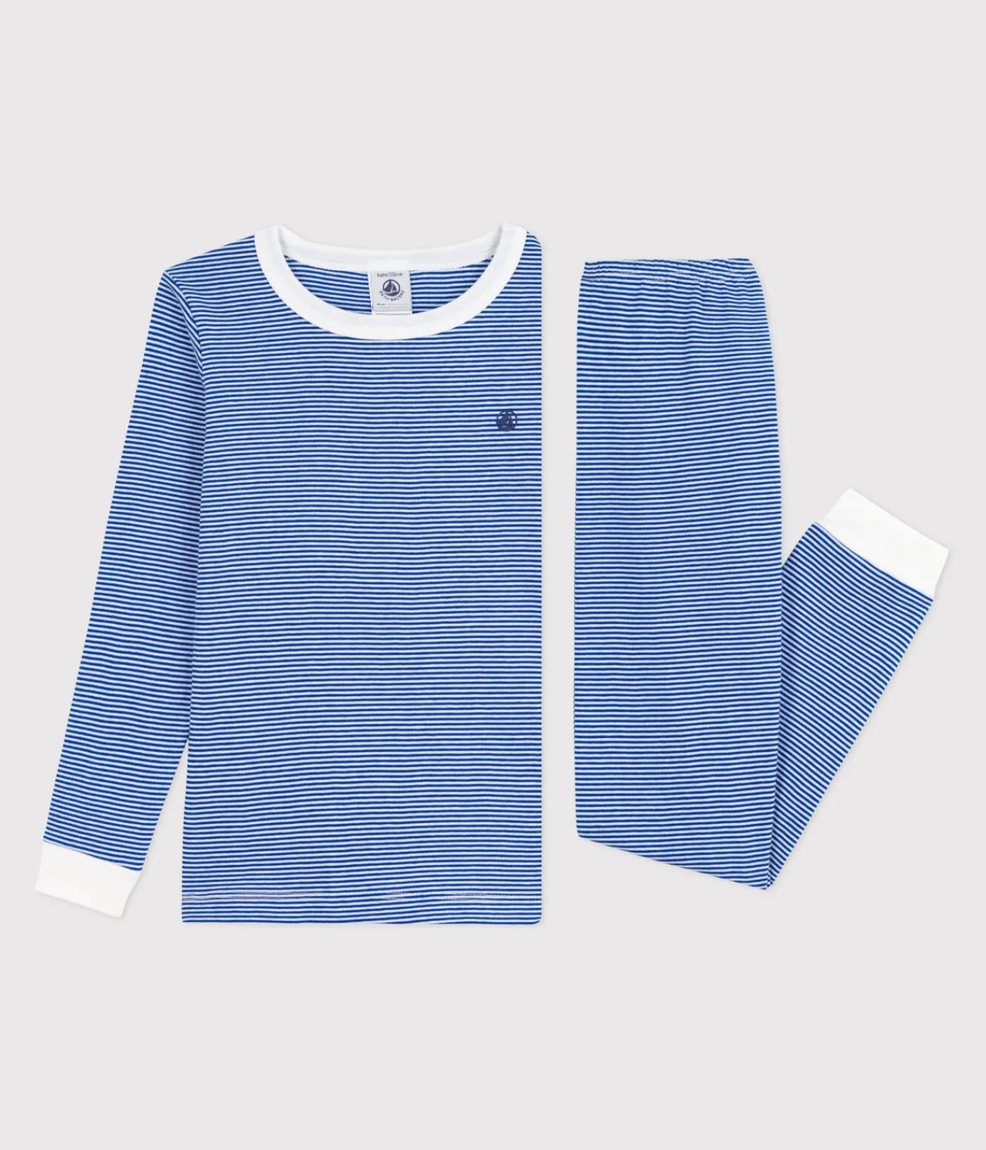 Petit Bateau Schlafanzüge, Pyjamas|Schlafanzüge, Nachthemden*Kinder-Pyjama aus Baumwolle mit eng anliegenden Beinen und Streifen OLYMPIC/ MARSHMALLOW