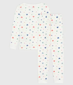 Petit Bateau Schlafanzüge, Nachthemden*Kinder-Pyjama aus Baumwolle mit eng anliegenden Beinen und Herzmotiv weiss MARSHMALLOW/weiss MULTICO