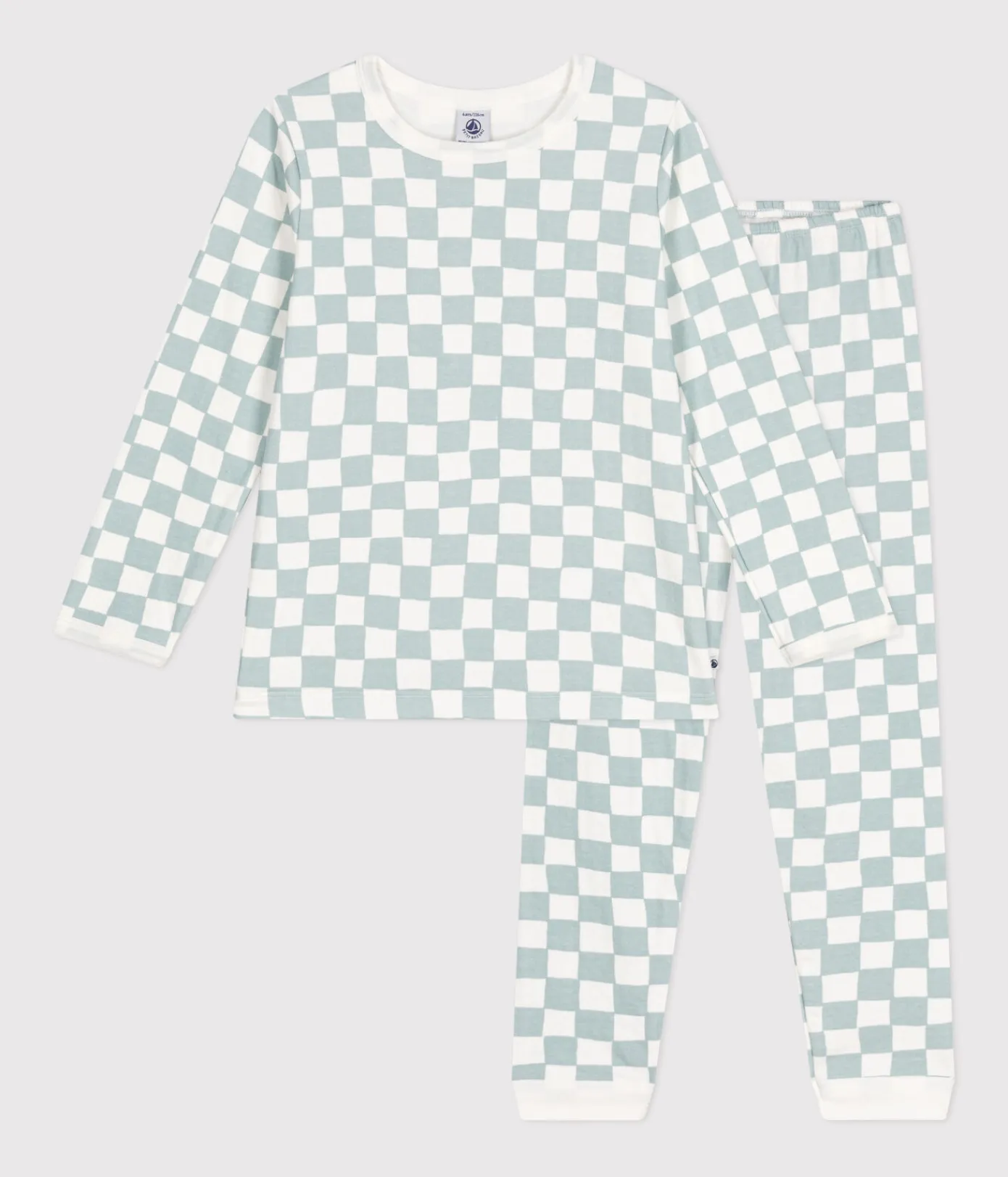 Petit Bateau Schlafanzüge, Pyjamas|Schlafanzüge, Nachthemden*Kinder-Pyjama aus Baumwolle mit Schachbrettmuster MARSHMALLOW/ PAUL