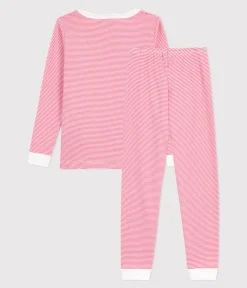 Petit Bateau Schlafanzüge, Pyjamas|Schlafanzüge, Nachthemden*Kinder-Pyjama aus Baumwolle mit eng anliegenden Beinen und Streifen rosa PEONIA/ MARSHMALLOW