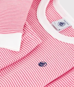 Petit Bateau Schlafanzüge, Pyjamas|Schlafanzüge, Nachthemden*Kinder-Pyjama aus Baumwolle mit eng anliegenden Beinen und Streifen rosa PEONIA/ MARSHMALLOW