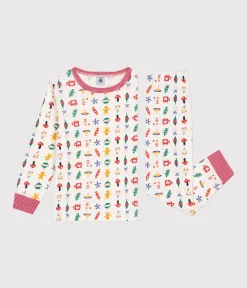 Petit Bateau Schlafanzüge, Pyjamas|Schlafanzüge, Nachthemden*Kinder-Pyjama aus Baumwolle mit Weihnachtsmotiven weiss MARSHMALLOW/weiss MULTICO