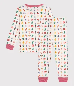 Petit Bateau Schlafanzüge, Pyjamas|Schlafanzüge, Nachthemden*Kinder-Pyjama aus Baumwolle mit Weihnachtsmotiven weiss MARSHMALLOW/weiss MULTICO