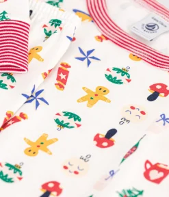 Petit Bateau Schlafanzüge, Pyjamas|Schlafanzüge, Nachthemden*Kinder-Pyjama aus Baumwolle mit Weihnachtsmotiven weiss MARSHMALLOW/weiss MULTICO