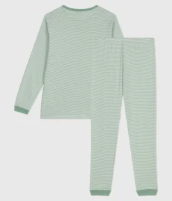 Petit Bateau Herren|Schlafanzüge, Pyjamas*Kinder-Pyjama aus Baumwolle mit Streifen SAULE/ MARSHMALLOW