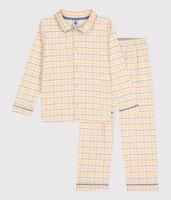 Petit Bateau Schlafanzüge, Pyjamas|Schlafanzüge, Nachthemden*Kinder-Pyjama aus Baumwolle mit Karomuster weiss AVALANCHE/ MULTICO
