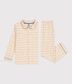 Petit Bateau Schlafanzüge, Pyjamas|Schlafanzüge, Nachthemden*Kinder-Pyjama aus Baumwolle mit Karomuster weiss AVALANCHE/ MULTICO