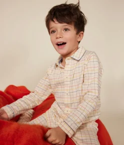 Petit Bateau Schlafanzüge, Pyjamas|Schlafanzüge, Nachthemden*Kinder-Pyjama aus Baumwolle mit Karomuster weiss AVALANCHE/ MULTICO