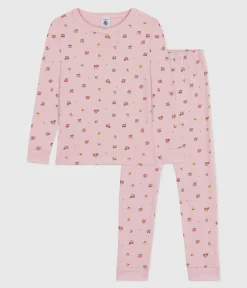 Petit Bateau Schlafanzüge, Nachthemden*Kinder-Pyjama aus Baumwolle mit eng anliegenden Beinen und Blumenmotiv rosa JOLI/weiss MULTICO