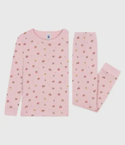 Petit Bateau Schlafanzüge, Nachthemden*Kinder-Pyjama aus Baumwolle mit eng anliegenden Beinen und Blumenmotiv rosa JOLI/weiss MULTICO