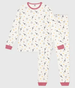 Petit Bateau Herren|Schlafanzüge, Pyjamas*Kinder-Pyjama aus Baumwolle mit Paris-Motiven weiss MARSHMALLOW/weiss MULTICO