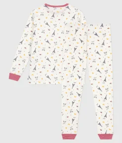 Petit Bateau Herren|Schlafanzüge, Pyjamas*Kinder-Pyjama aus Baumwolle mit Paris-Motiven weiss MARSHMALLOW/weiss MULTICO