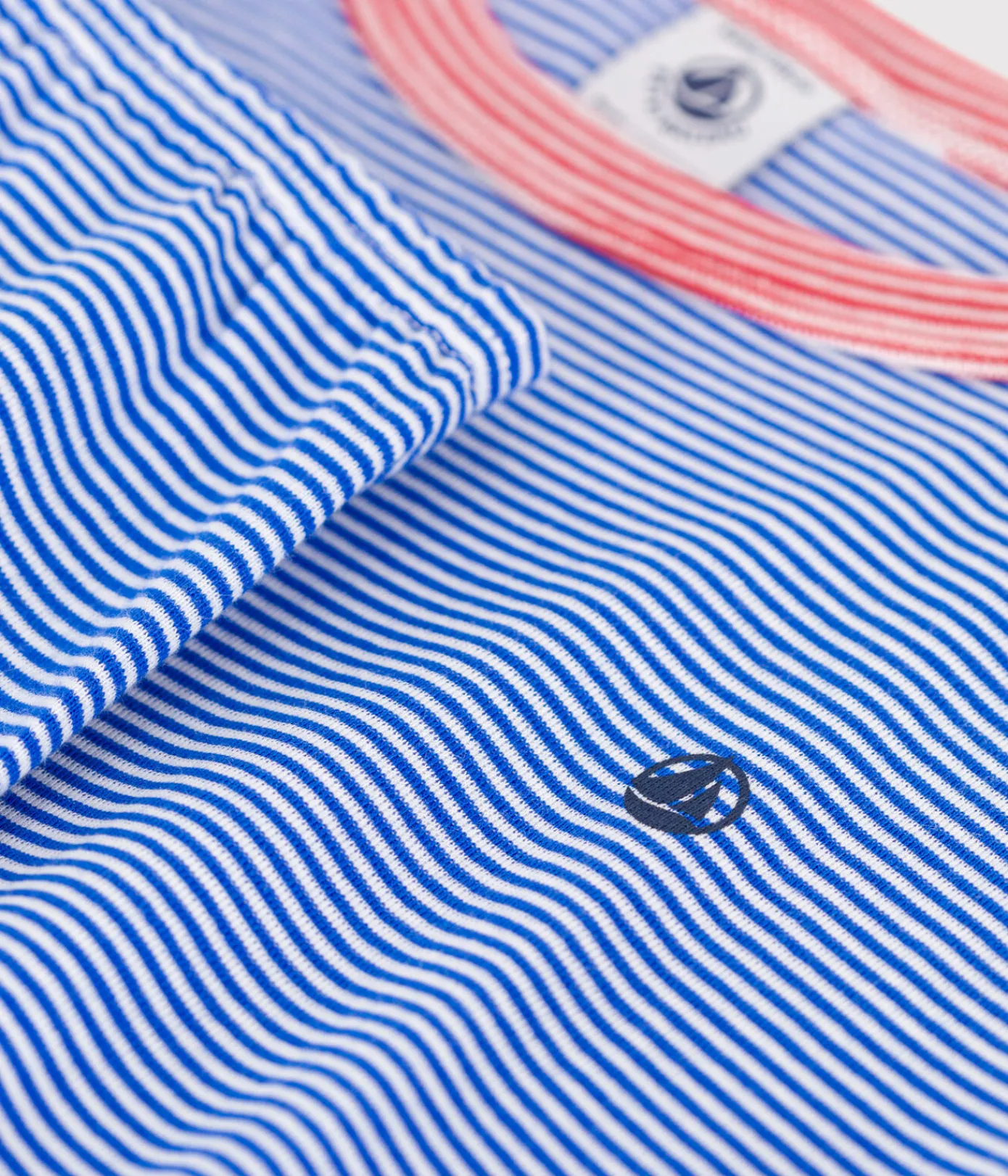 Petit Bateau Schlafanzüge, Pyjamas*Kinder-Pyjama aus Baumwolle mit Streifen blau PERSE/weiss MARSHMALLOW