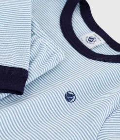 Petit Bateau Schlafanzüge, Pyjamas*Kinder-Pyjama aus Baumwolle mit Streifen ADRIATIC/ MARSHMALLOW