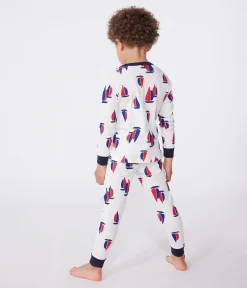 Petit Bateau Schlafanzüge, Pyjamas|Schlafanzüge, Nachthemden*Kinder-Pyjama aus Baumwolle mit Schiffchen weiss MARSHMALLOW/weiss MULTICO