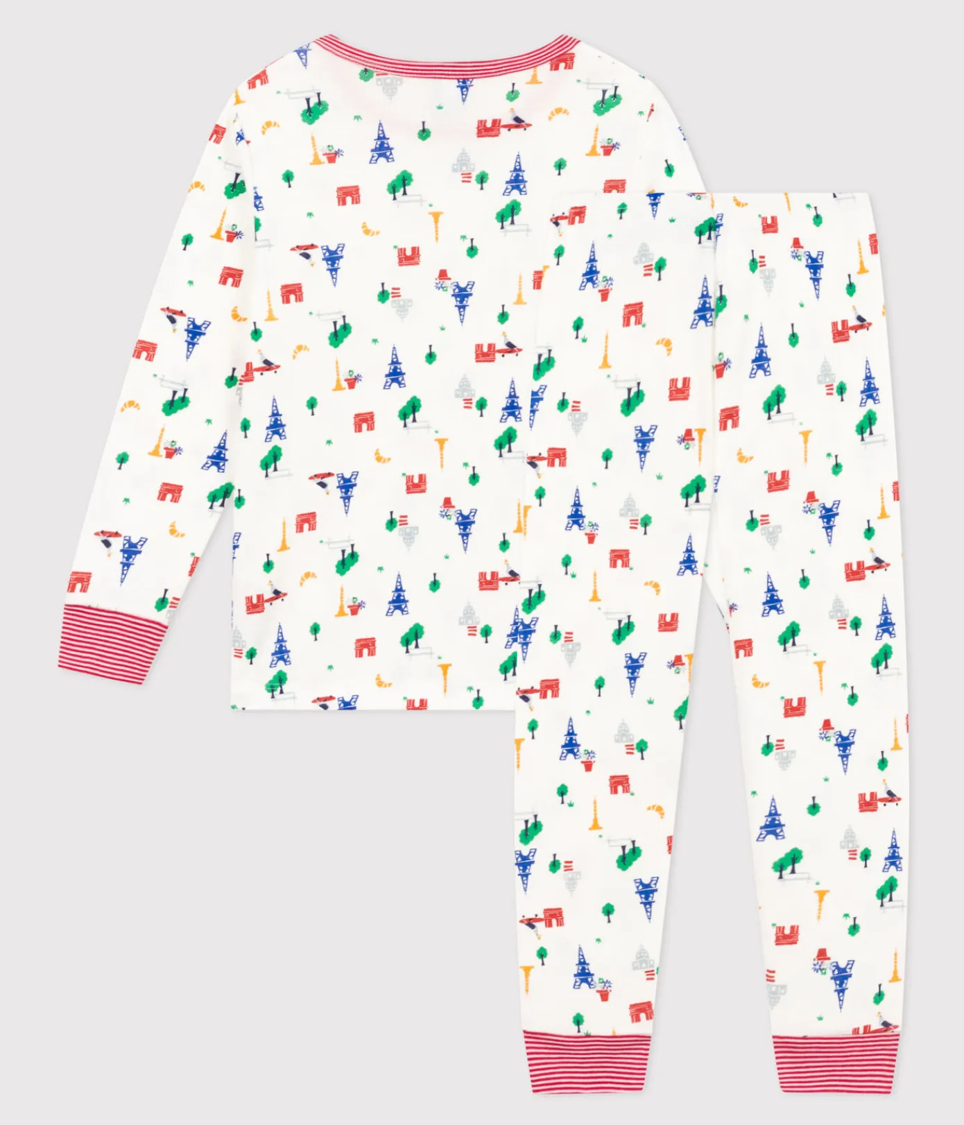 Petit Bateau Schlafanzüge, Nachthemden|Schlafanzüge, Pyjamas*Kinderpyjama aus Baumwolle mit Paris-Printmotiv weiss MARSHMALLOW/weiss MULTICO