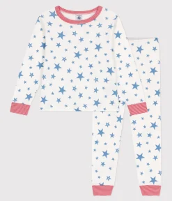 Petit Bateau Schlafanzüge, Pyjamas*Kinder-Pyjama aus Baumwolle mit Sternen-Motiv weiss MARSHMALLOW/blau ALASKA