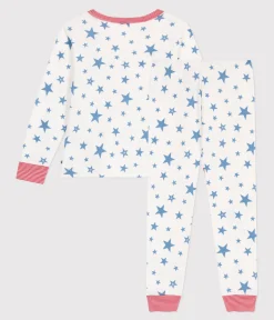 Petit Bateau Schlafanzüge, Pyjamas*Kinder-Pyjama aus Baumwolle mit Sternen-Motiv weiss MARSHMALLOW/blau ALASKA
