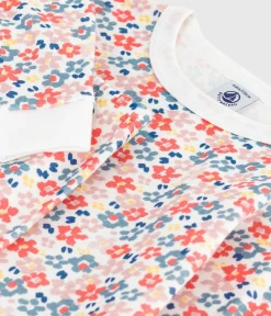 Petit Bateau Schlafanzüge, Nachthemden*Kinder-Pyjama aus Baumwolle mit eng anliegenden Beinen und Blumenmotiv weiss MARSHMALLOW/weiss MULTICO