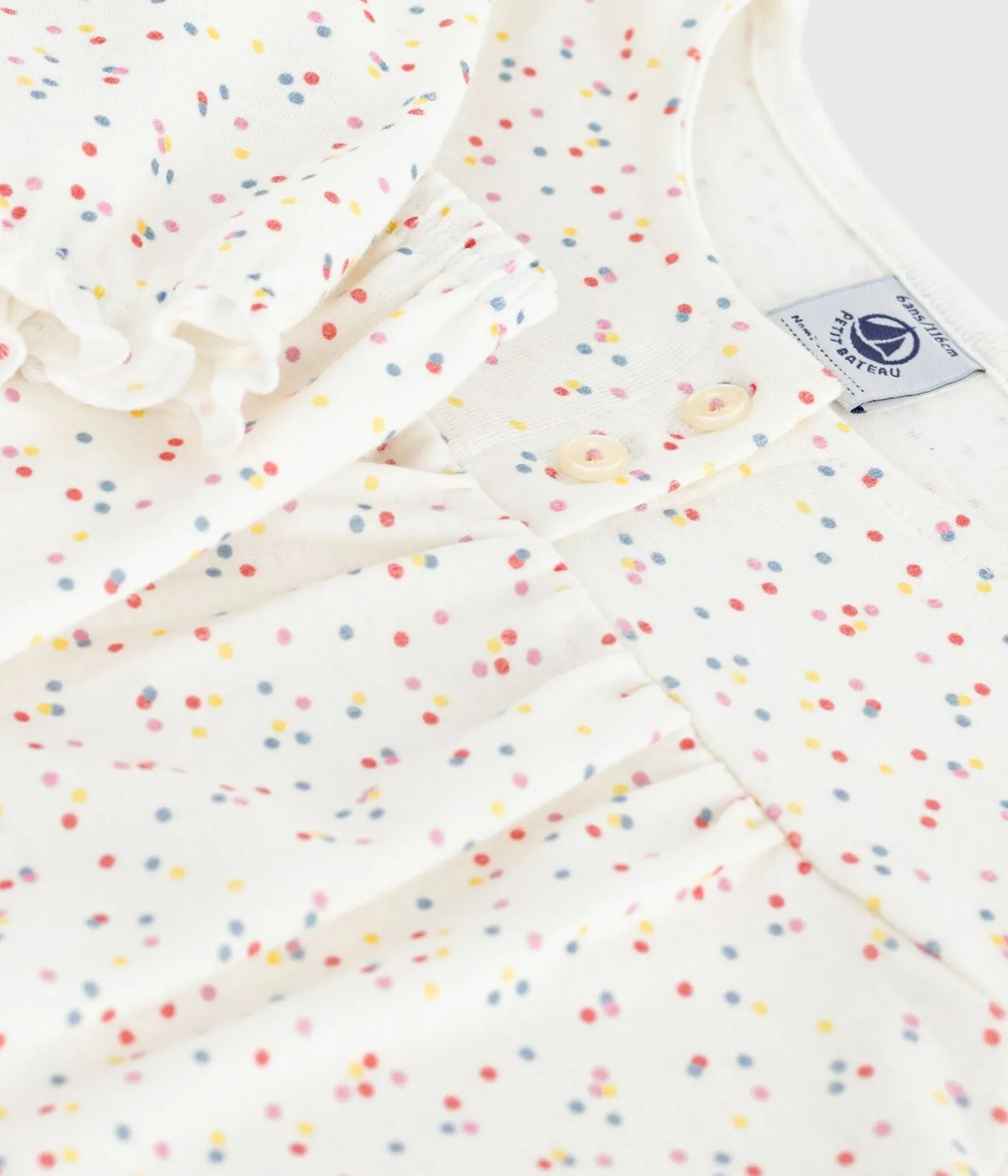 Petit Bateau Schlafanzüge, Nachthemden*Kinder-Pyjama aus Baumwolle mit Pünktchenmuster weiss MARSHMALLOW/weiss MULTICO