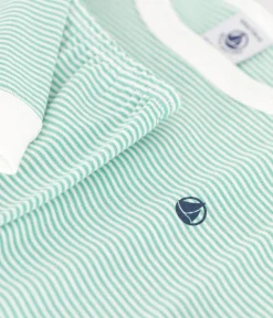 Petit Bateau Schlafanzüge, Pyjamas|Schlafanzüge, Nachthemden*Kinder-Pyjama aus Baumwolle mit Streifen grün ALOEVERA/weiss MARSHMALLOW