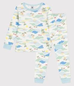Petit Bateau Schlafanzüge, Pyjamas|Schlafanzüge, Nachthemden*Kinder-Pyjama aus bedruckter Baumwolle weiss MARSHMALLOW/weiss MULTICO