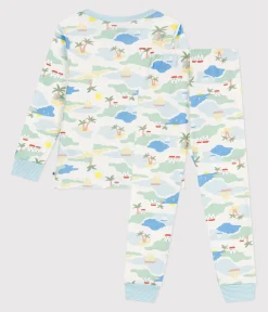 Petit Bateau Schlafanzüge, Pyjamas|Schlafanzüge, Nachthemden*Kinder-Pyjama aus bedruckter Baumwolle weiss MARSHMALLOW/weiss MULTICO