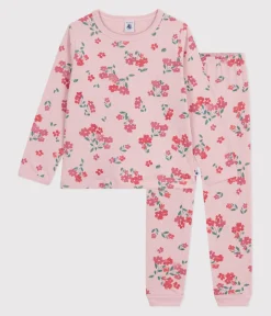 Petit Bateau Schlafanzüge, Nachthemden*Kinder-Pyjama aus Doppeljersey mit Blumenmotiv rosa JOLI/weiss MULTICO