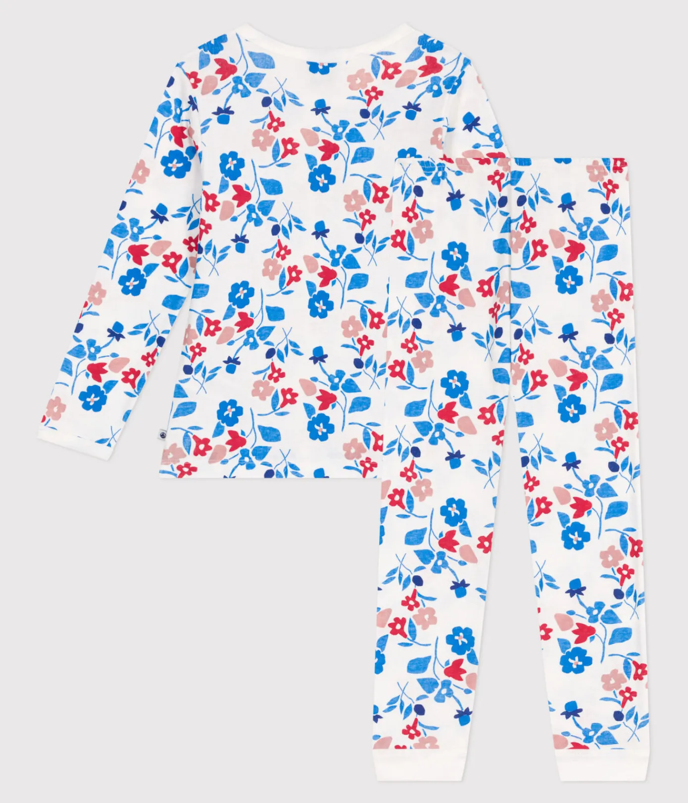 Petit Bateau Schlafanzüge, Nachthemden*Kinder-Pyjama aus Doppeljersey mit Blumenmotiv weiss MARSHMALLOW/weiss MULTICO
