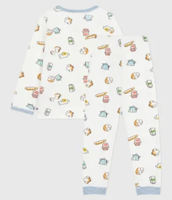 Petit Bateau Schlafanzüge, Pyjamas|Schlafanzüge, Nachthemden*Kinder-Pyjama aus Doppeljersey mit Frühstücks-Motiv weiss MARSHMALLOW/weiss MULTICO