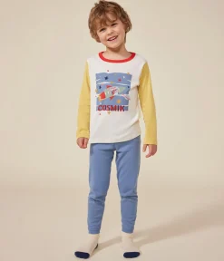 Petit Bateau Schlafanzüge, Pyjamas|Schlafanzüge, Nachthemden*Kinder-Pyjama aus einfarbiger Baumwolle mit Weltraummotiv blau BEACH/ MULTICO