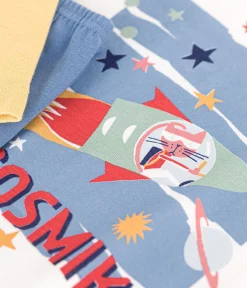 Petit Bateau Schlafanzüge, Pyjamas|Schlafanzüge, Nachthemden*Kinder-Pyjama aus einfarbiger Baumwolle mit Weltraummotiv blau BEACH/ MULTICO