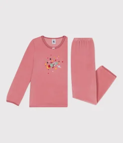Petit Bateau Schlafanzüge, Nachthemden*Kinder-Pyjama aus einfarbigem Nicki rosa ROSEWOOD