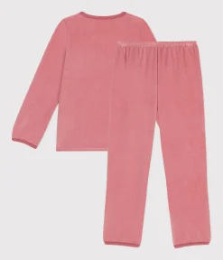 Petit Bateau Schlafanzüge, Nachthemden*Kinder-Pyjama aus einfarbigem Nicki rosa ROSEWOOD