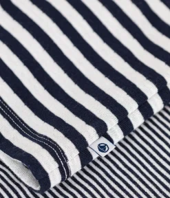 Petit Bateau Schlafanzüge, Pyjamas|Schlafanzüge, Nachthemden*Kinder-Pyjama aus gestreifter Baumwolle blau SMOKING/weiss MARSHMALLOW