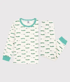 Petit Bateau Schlafanzüge, Pyjamas*Kinder-Pyjama aus Molton mit Krokodil-Motiv MILK/ MULTICO