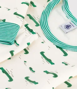 Petit Bateau Schlafanzüge, Pyjamas*Kinder-Pyjama aus Molton mit Krokodil-Motiv MILK/ MULTICO
