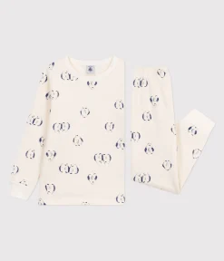 Petit Bateau Schlafanzüge, Pyjamas|Schlafanzüge, Nachthemden*Kinder-Pyjama aus Molton mit Pinguinen blau MILK/ SOIR