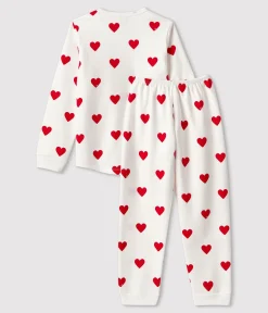 Petit Bateau Schlafanzüge, Pyjamas|Schlafanzüge, Nachthemden*Kinderpyjama aus Molton mit Herzmotiv weiss MARSHMALLOW/ROT TERKUIT