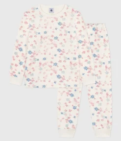 Petit Bateau Schlafanzüge, Nachthemden*Kinder-Pyjama aus Molton mit Blumenmotiv MILK/ MULTICO