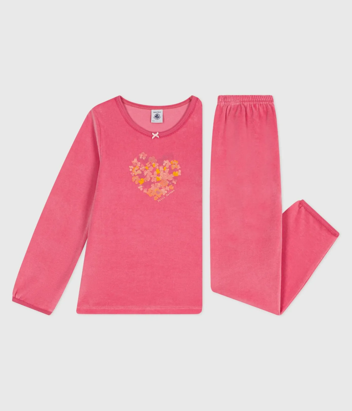 Petit Bateau Schlafanzüge, Nachthemden*Kinder-Pyjama aus Nicki rosa PEONIA